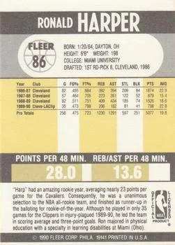1990-91 Fleer Ron Harper #86 card back image