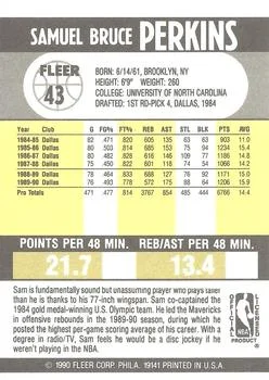 1990-91 Fleer Sam Perkins #43 card back image