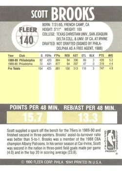 1990-91 Fleer Scott Brooks TR #140 card back image