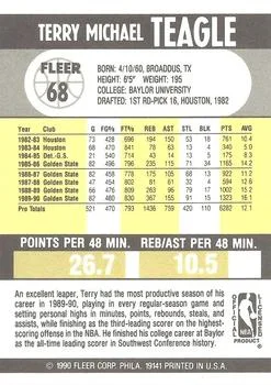 1990-91 Fleer Terry Teagle #68 card back image