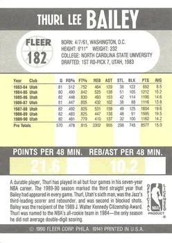 1990-91 Fleer Thurl Bailey #182 card back image