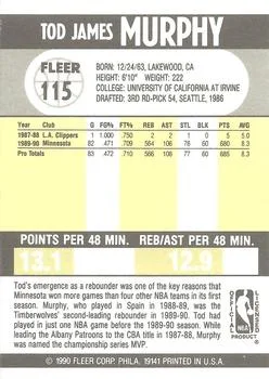 1990-91 Fleer Tod Murphy LL #115 card back image