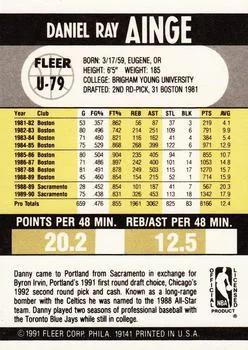 1990-91 Fleer Update Danny Ainge #U-79 card back image