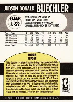 1990-91 Fleer Update Jud Buechler #U-59 card back image