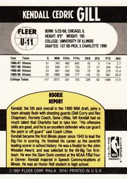 1990-91 Fleer Update Kendall Gill #U-11 card back image