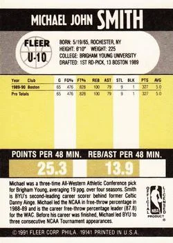 1990-91 Fleer Update Michael Smith #U-10 card back image
