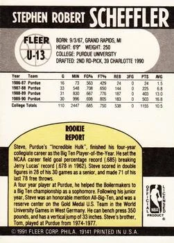 1990-91 Fleer Update Steve Scheffler #U-13 card back image