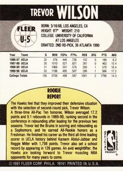 1990-91 Fleer Update Trevor Wilson #U-5 card back image