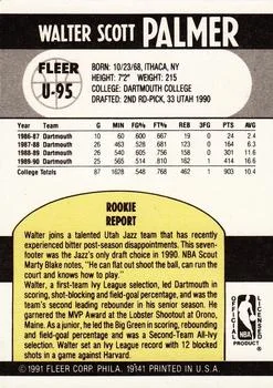 1990-91 Fleer Update Walter Palmer #U-95 card back image