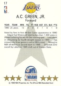 1990-91 Hoops A.C. Green #17 card back image