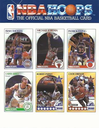 1990-91 Hoops Larry Bird / Clyde Drexler / Patrick Ewing / Michael Jordan / Robert Parish / Isiah Thomas [Ad Panels] Ad Panels #NNO card image