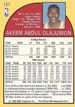 1990-91 Hoops Akeem Olajuwon #127 card back image