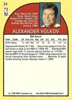 1990-91 Hoops Alexander Volkov RS #34 card back image
