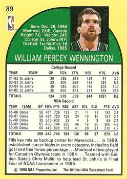 1990-91 Hoops Bill Wennington SP #89 card back image