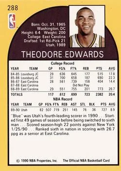 1990-91 Hoops Blue Edwards RS #288 card back image