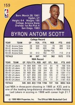 1990-91 Hoops Byron Scott #159 card back image