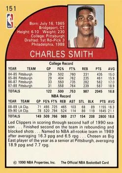 1990-91 Hoops Charles Smith #151 card back image