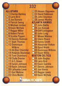 1990-91 Hoops Checklist: 1-87 #332 card image