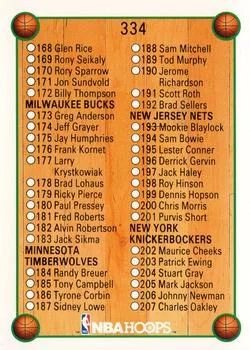 1990-91 Hoops Checklist: 168-250 #334 card image