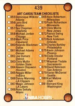 1990-91 Hoops Checklist: 337-381 #439 card back image