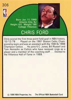 1990-91 Hoops Chris Ford CO #306 card back image