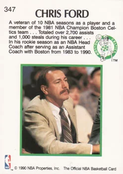 1990-91 Hoops Chris Ford CO #347 card back image