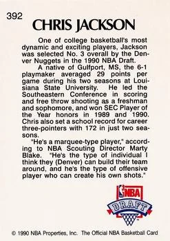 1990-91 Hoops Chris Jackson LP #392 card back image