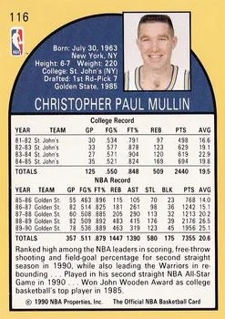 1990-91 Hoops Chris Mullin #116 card back image