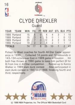 1990-91 Hoops Clyde Drexler #16 card back image