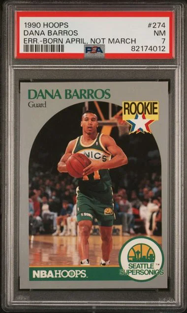 1990-91 Hoops Dana Barros Error-Born April, Not March #274 card image