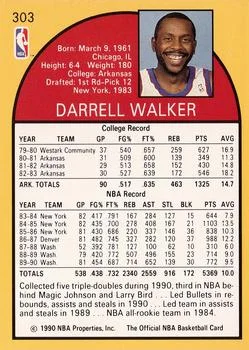 1990-91 Hoops Darrell Walker #303 card back image