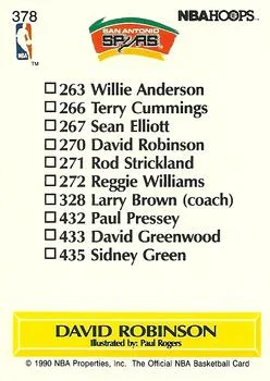 1990-91 Hoops David Robinson TC #378a card back image