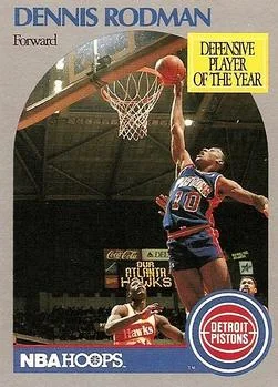 1990-91 Hoops Dennis Rodman DPOY #109 card image