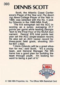1990-91 Hoops Dennis Scott LP #393 card back image
