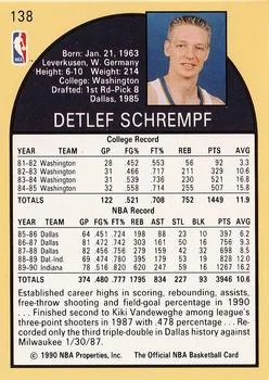 1990-91 Hoops Detlef Schrempf #138 card back image