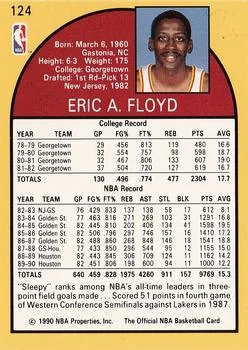 1990-91 Hoops Eric Floyd #124 card back image