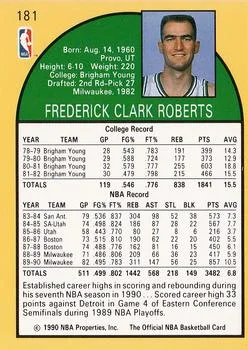 1990-91 Hoops Fred Roberts #181 card back image