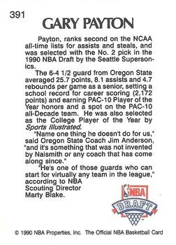 1990-91 Hoops Gary Payton LP #391 card back image