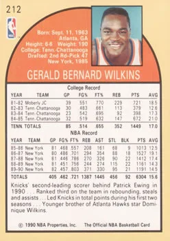 1990-91 Hoops Gerald Wilkins #212 card back image