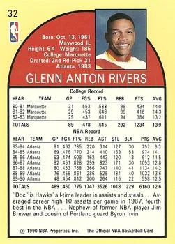 1990-91 Hoops Glenn Rivers #32 card back image