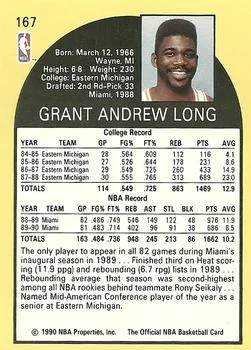 1990-91 Hoops Grant Long #167 card back image