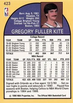1990-91 Hoops Greg Kite #423 card back image