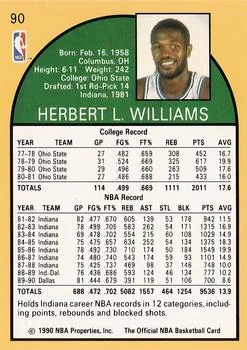 1990-91 Hoops Herb Williams #90 card back image