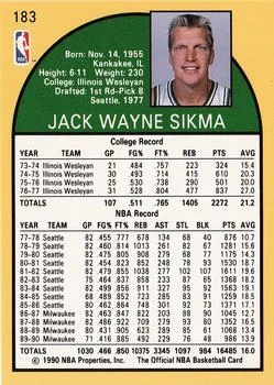 1990-91 Hoops Jack Sikma #183 card back image