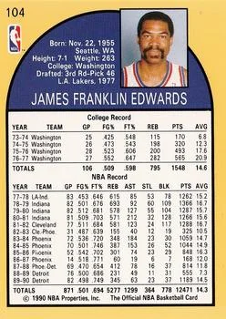 1990-91 Hoops James Edwards #104 card back image