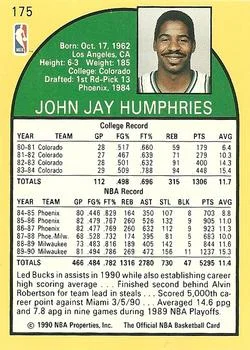 1990-91 Hoops Jay Humphries #175 card back image
