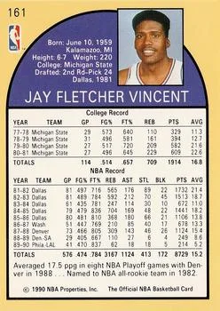 1990-91 Hoops Jay Vincent SP #161 card back image
