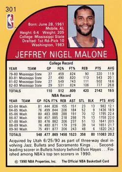 1990-91 Hoops Jeff Malone SP #301 card back image