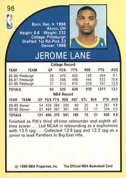 1990-91 Hoops Jerome Lane #96 card back image
