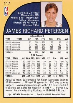 1990-91 Hoops Jim Petersen #117 card back image